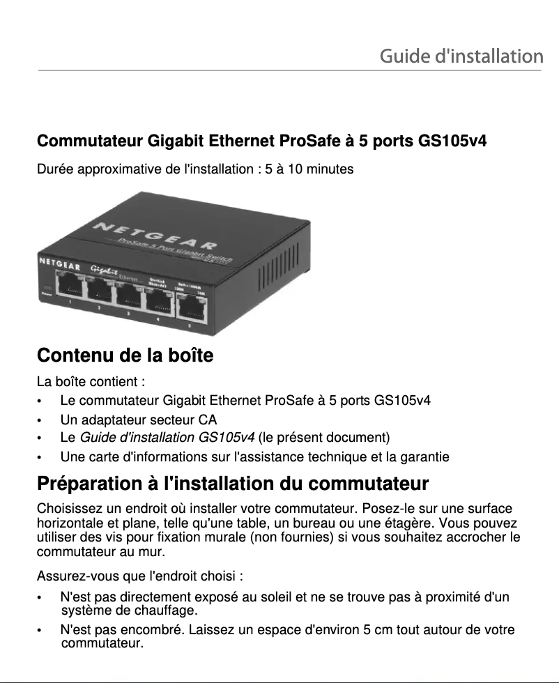 Image de la première page du manuel de l'appareil GS105