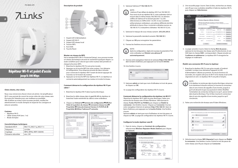 Page n°1 - Manuel utilisateur 7Links PX-4863-675