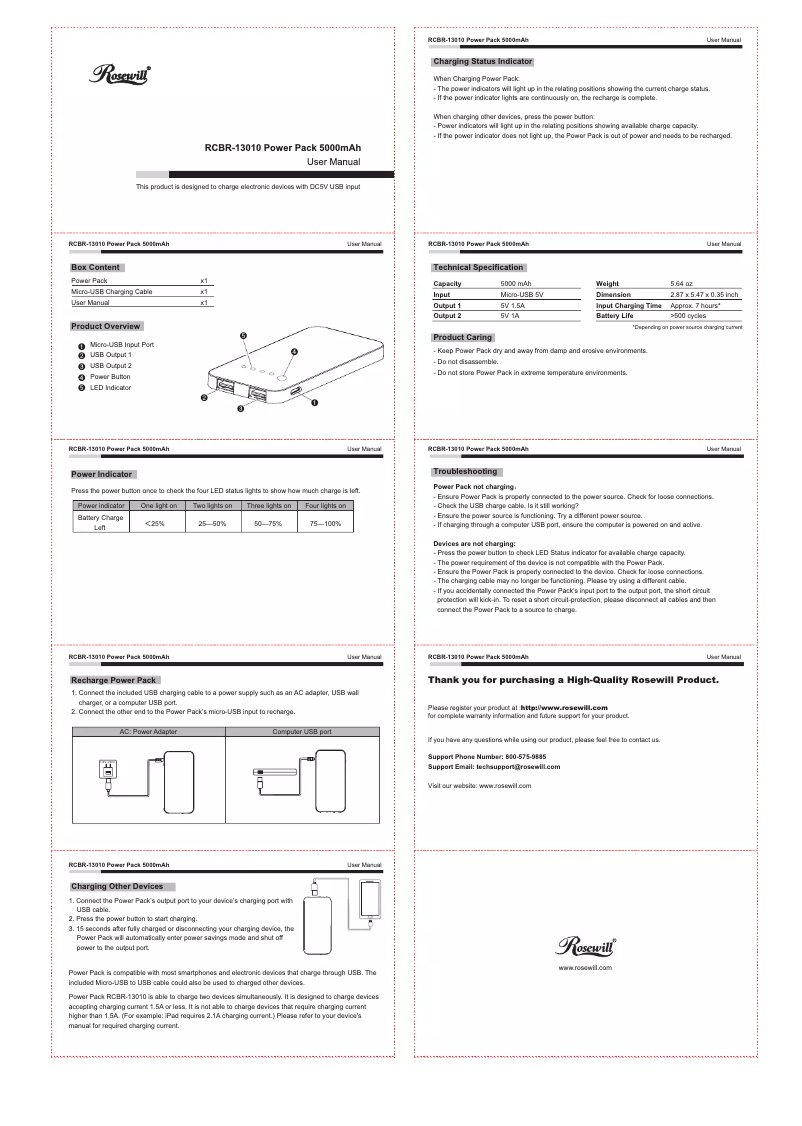 Page 1 de la notice Manuel utilisateur Rosewill RCBR-13010