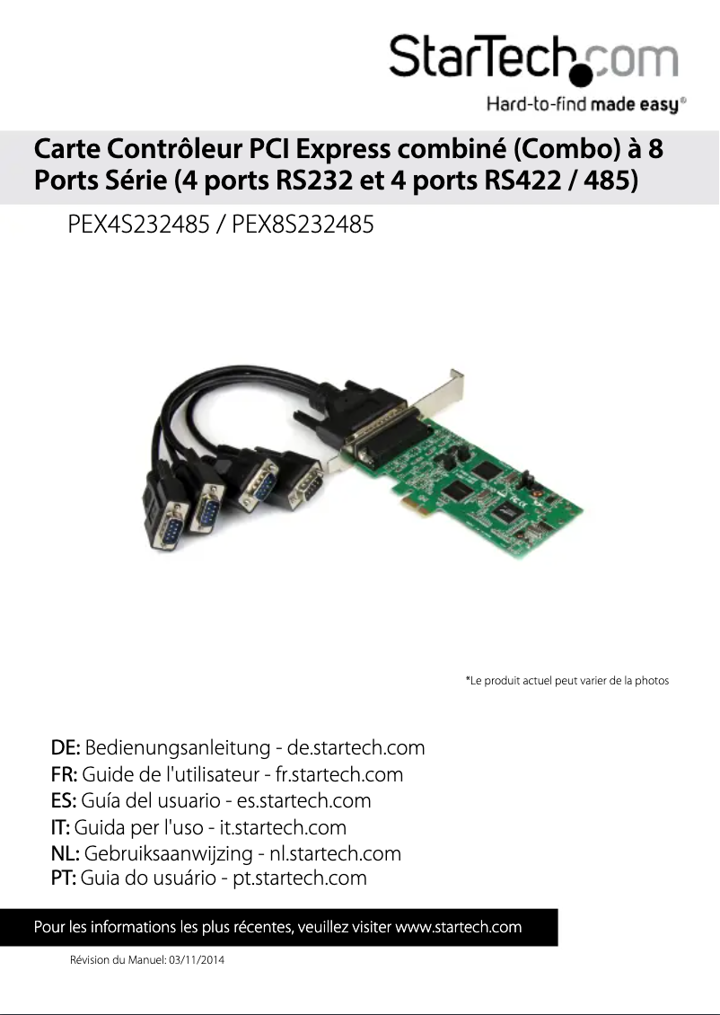 Page 1 de la notice Manuel utilisateur StarTech.com PEX4S232485