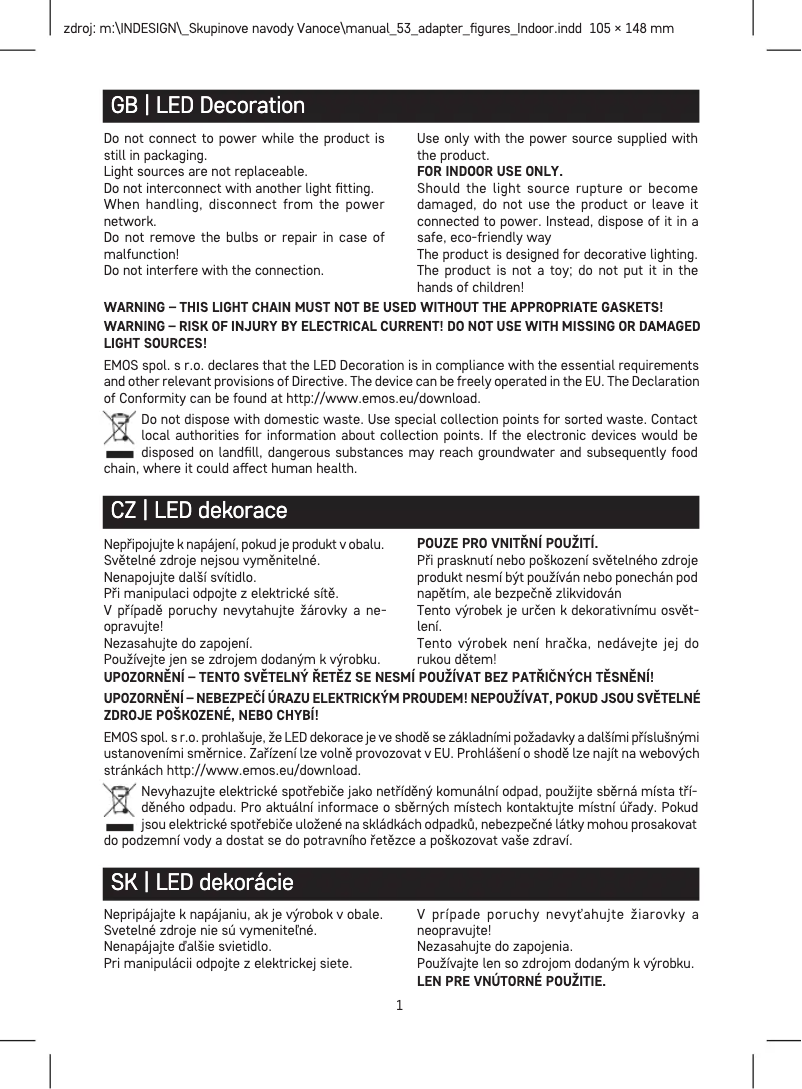 Page n°1 - Manuel utilisateur Emos DCGW14