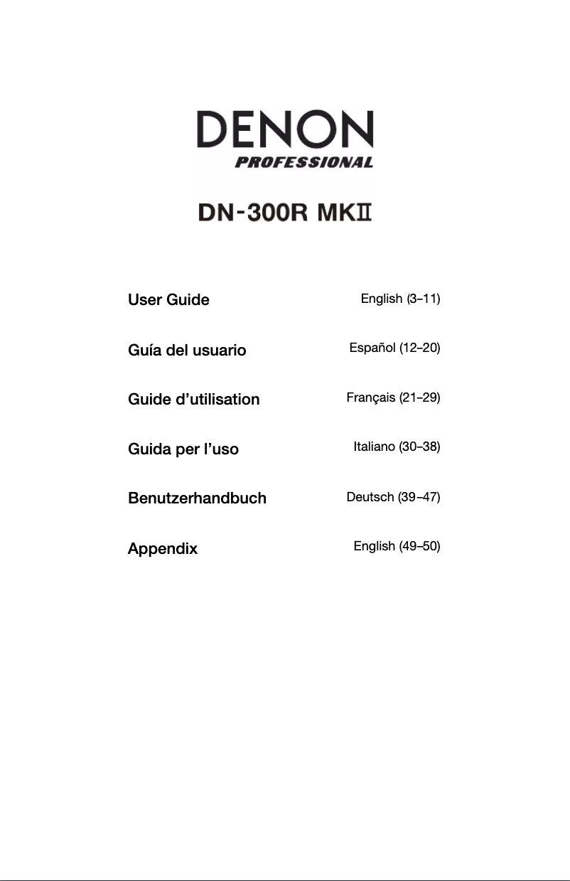 Image de la première page du manuel de l'appareil DN-300R MKII