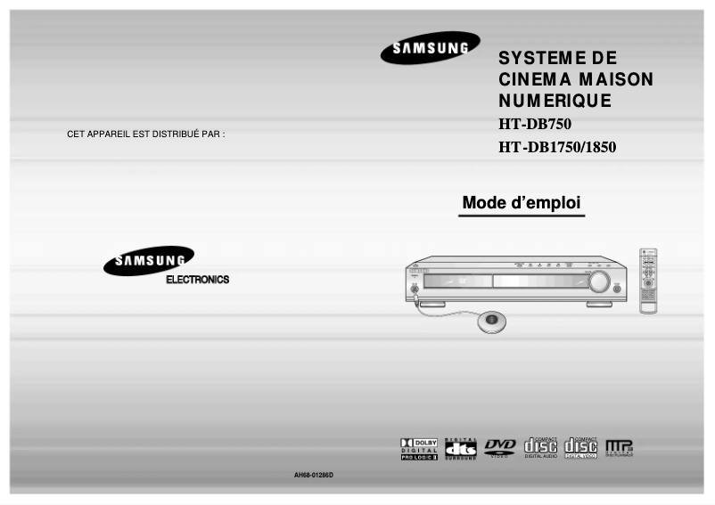 Page 1 de la notice Manuel utilisateur Samsung HT-DB1850