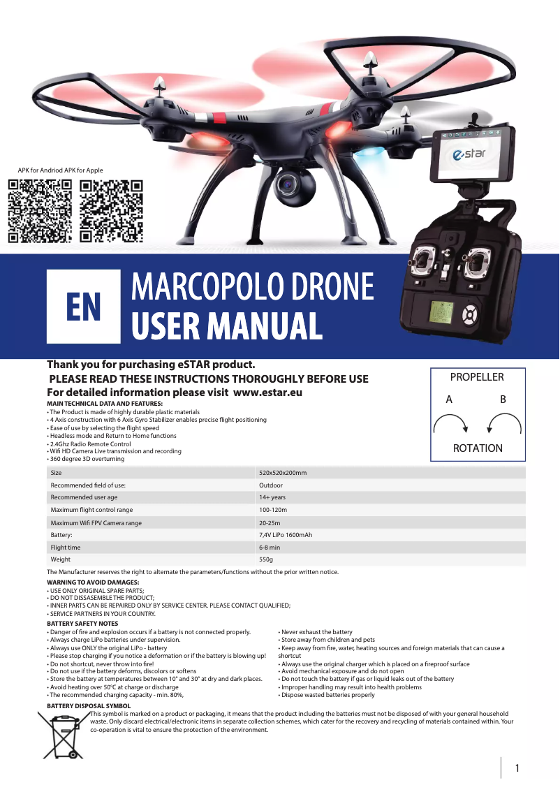 Image de la première page du manuel de l'appareil Marcopolo-52 HD FPV