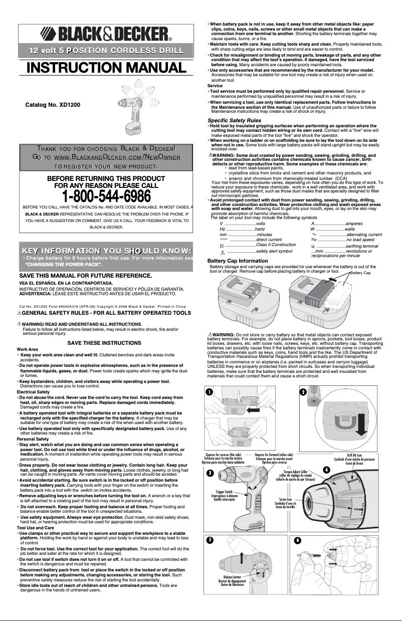 Page 1 de la notice Manuel utilisateur Black & Decker XD1200