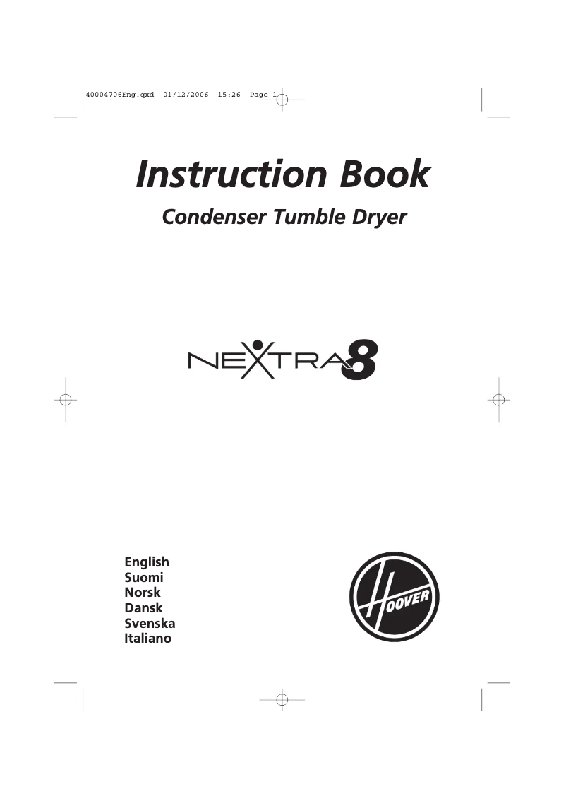 Page 1 de la notice Manuel utilisateur Hoover HNC 480-SY