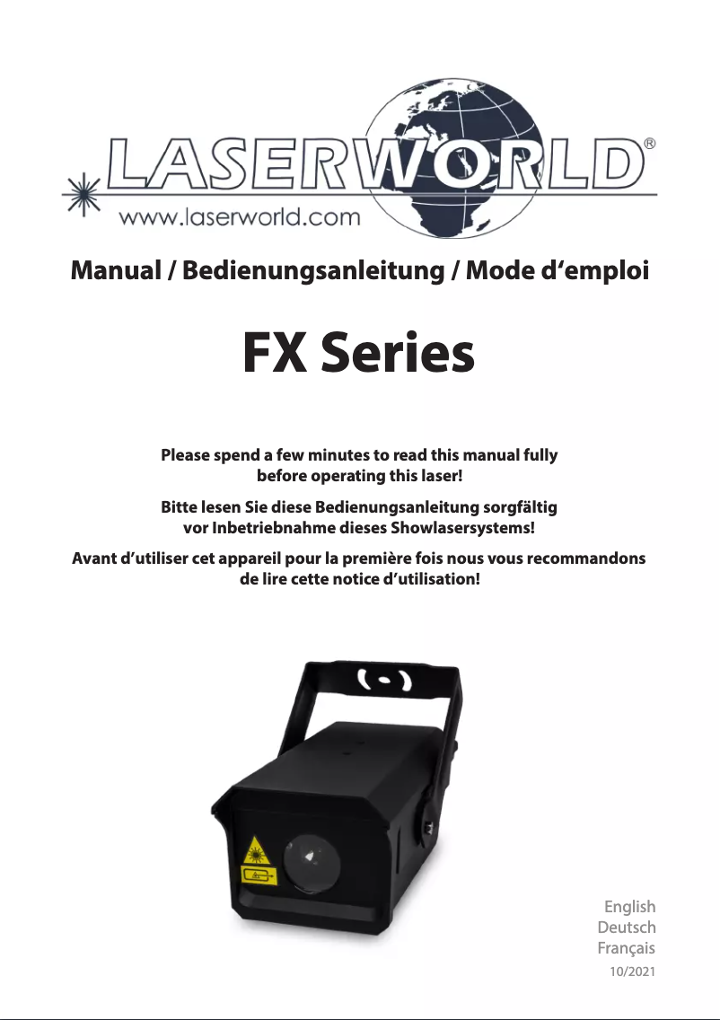 Page 1 de la notice Manuel utilisateur Laserworld FX-700 Hydro