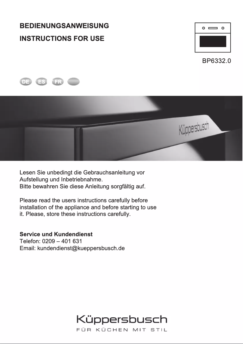 Page n°1 - Manuel utilisateur Küppersbusch PizzaMeister BP6332.0S