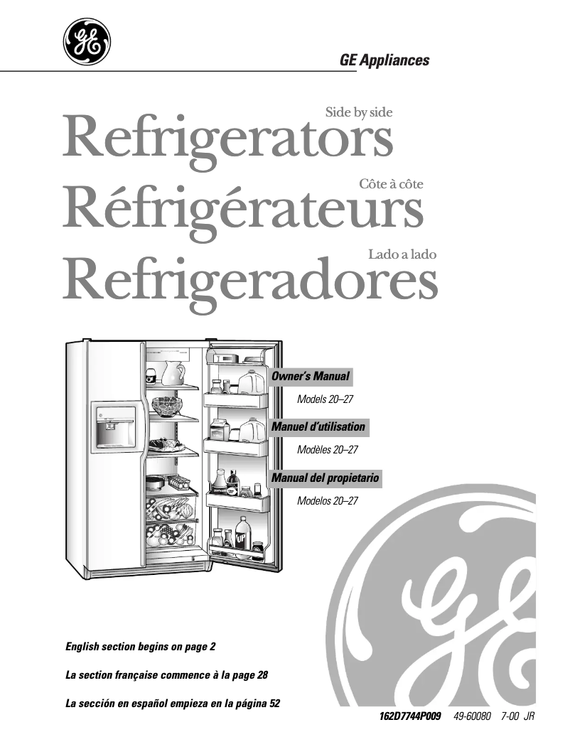 Page 1 de la notice Manuel d'utilisation et d'entretien GE Profile TFX25PADAA