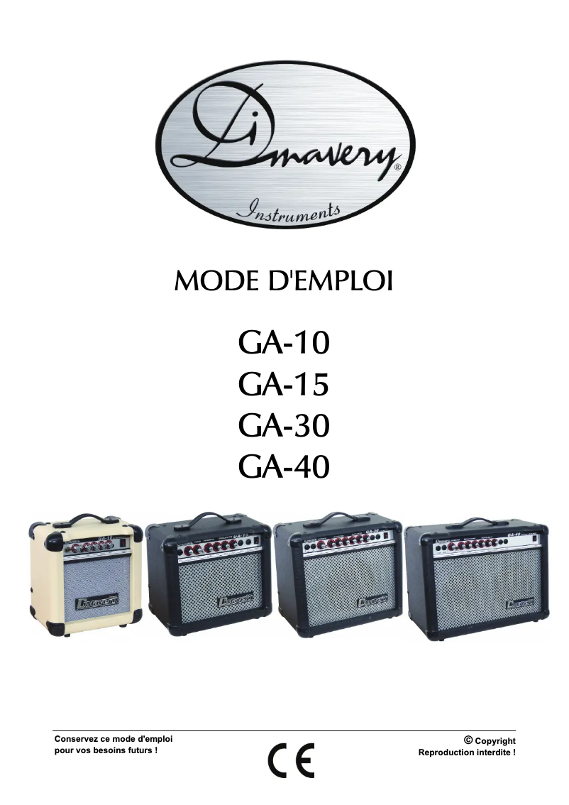Page 1 de la notice Manuel utilisateur Dimavery GA-15