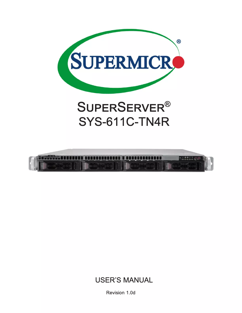 Page 1 de la notice Manuel utilisateur Supermicro SuperServer SYS-611C-TN4R