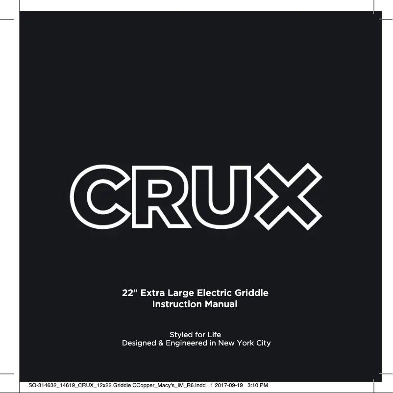 Page 1 de la notice Manuel utilisateur CRUX 22" Extra Large Electric Griddle
