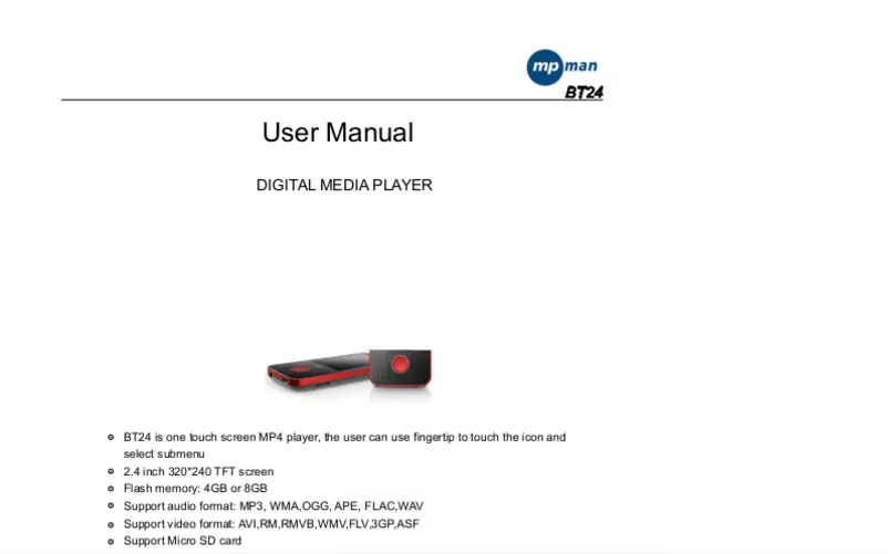 Image de la première page du manuel de l'appareil BT24