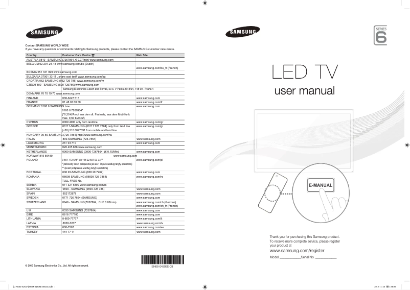 Page 1 de la notice Manuel utilisateur Samsung UE40F6100AK