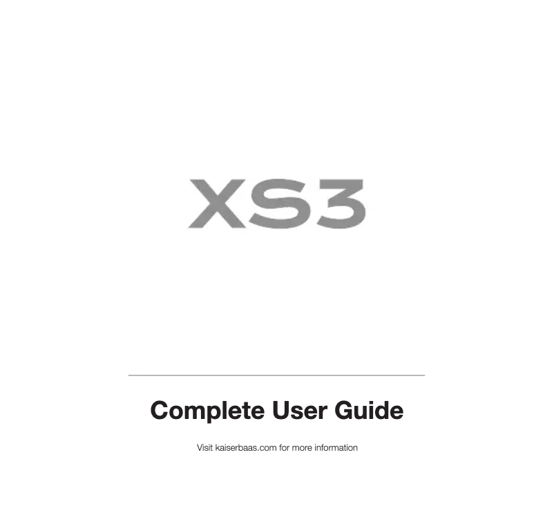 Page n°1 - Manuel utilisateur Kaiser Baas XS3
