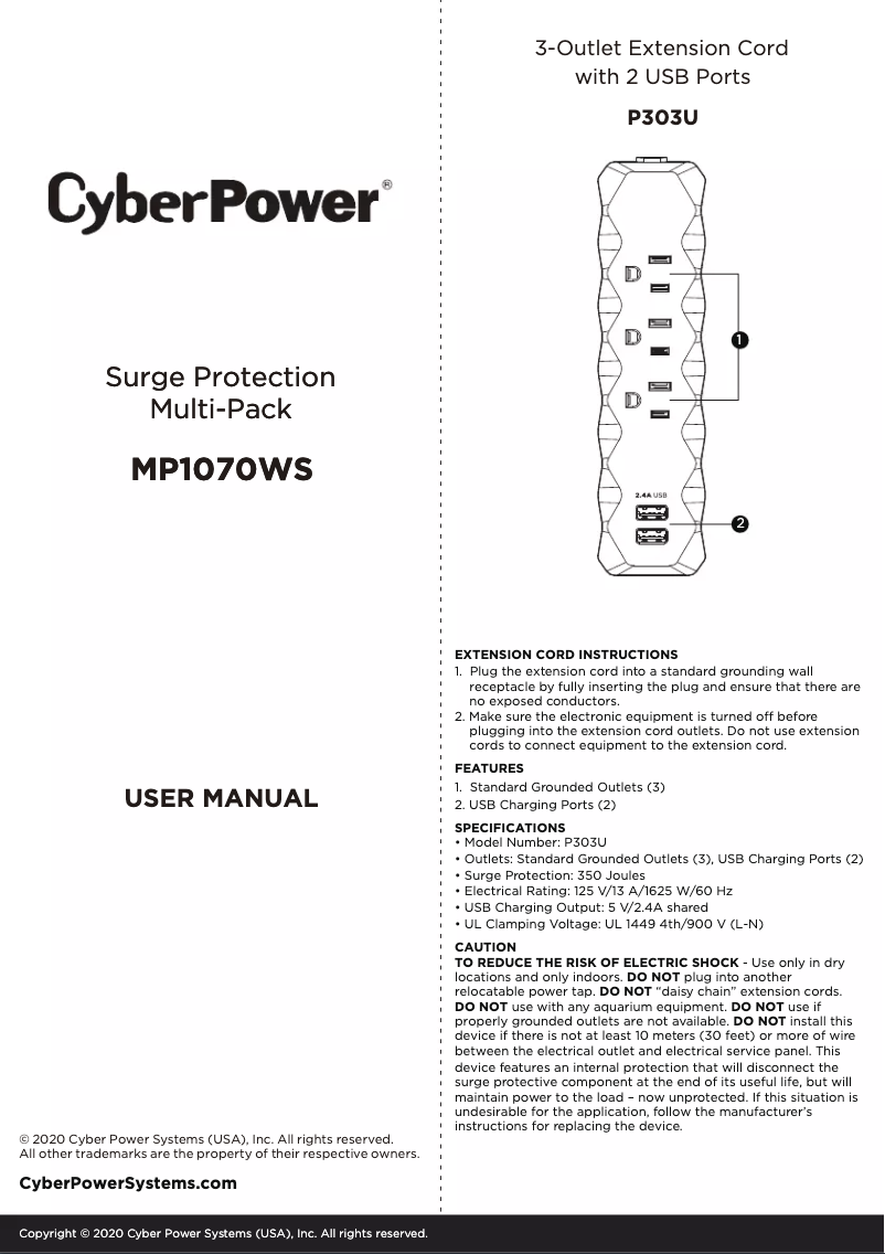 Page n°1 - Manuel utilisateur CyberPower Essential MP1070WS