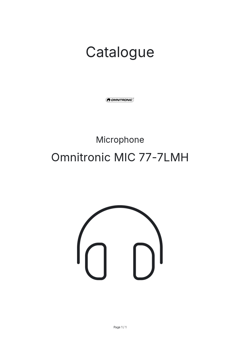 Page n°1 - Catalogue Omnitronic MIC 77-7LMH