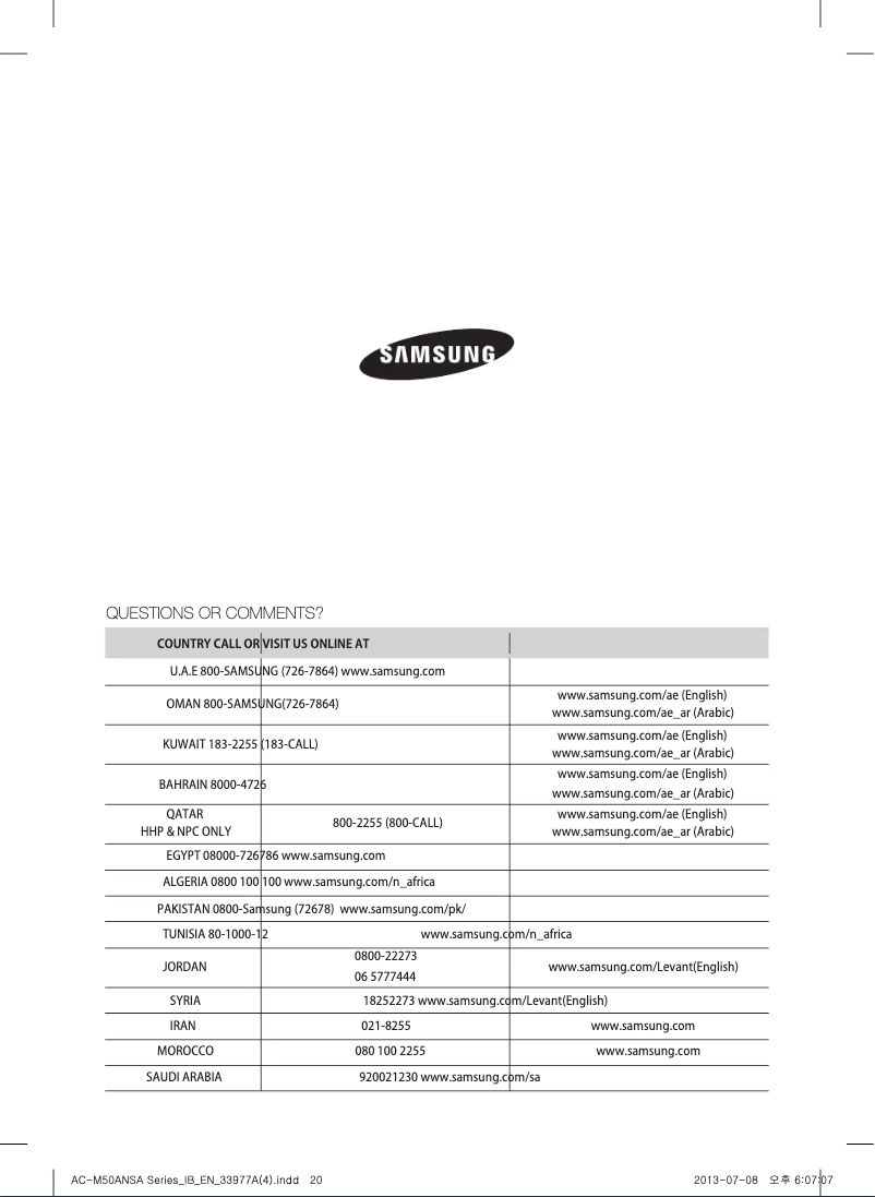 Página 1 del manual Manual de usuario Samsung AC-M50ANSA
