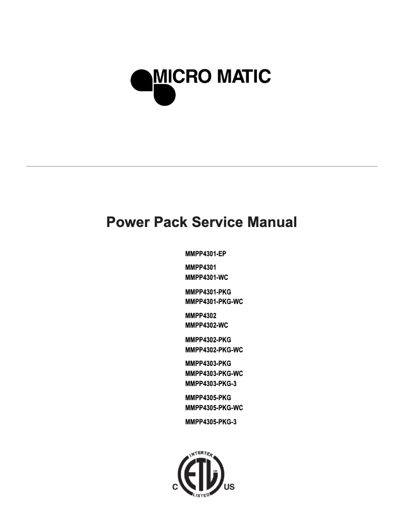 Page n°1 - Manuel utilisateur Micro Matic MMPP4301