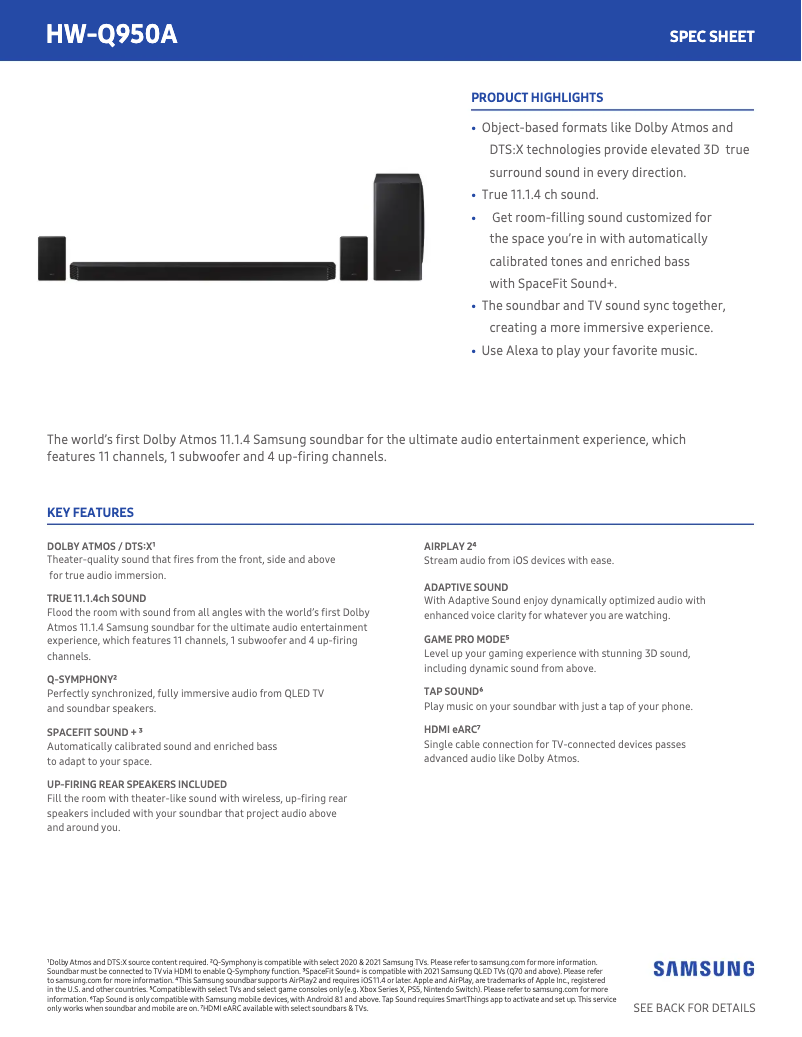 Image de la première page du manuel de l'appareil HW-Q950A