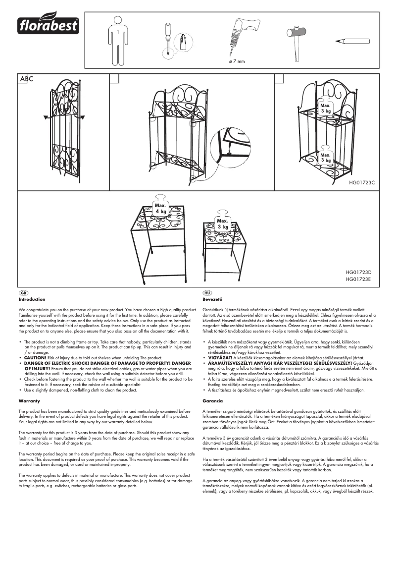 Page n°1 - Manuel utilisateur Florabest HG01723