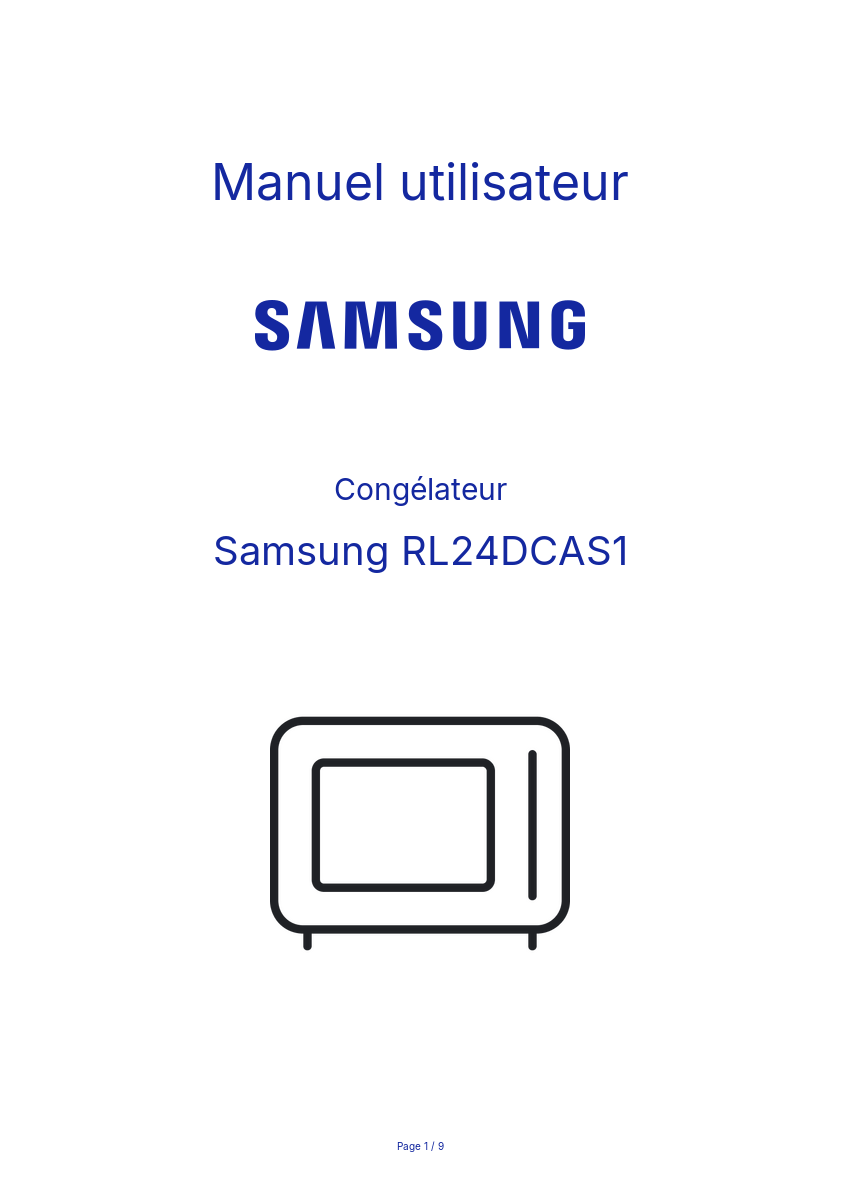 Page n°1 - Manuel utilisateur Samsung RL24DCAS1