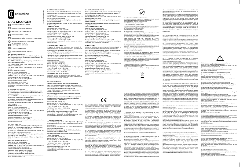 Page 1 de la notice Manuel utilisateur Cellular Line Duo Charger