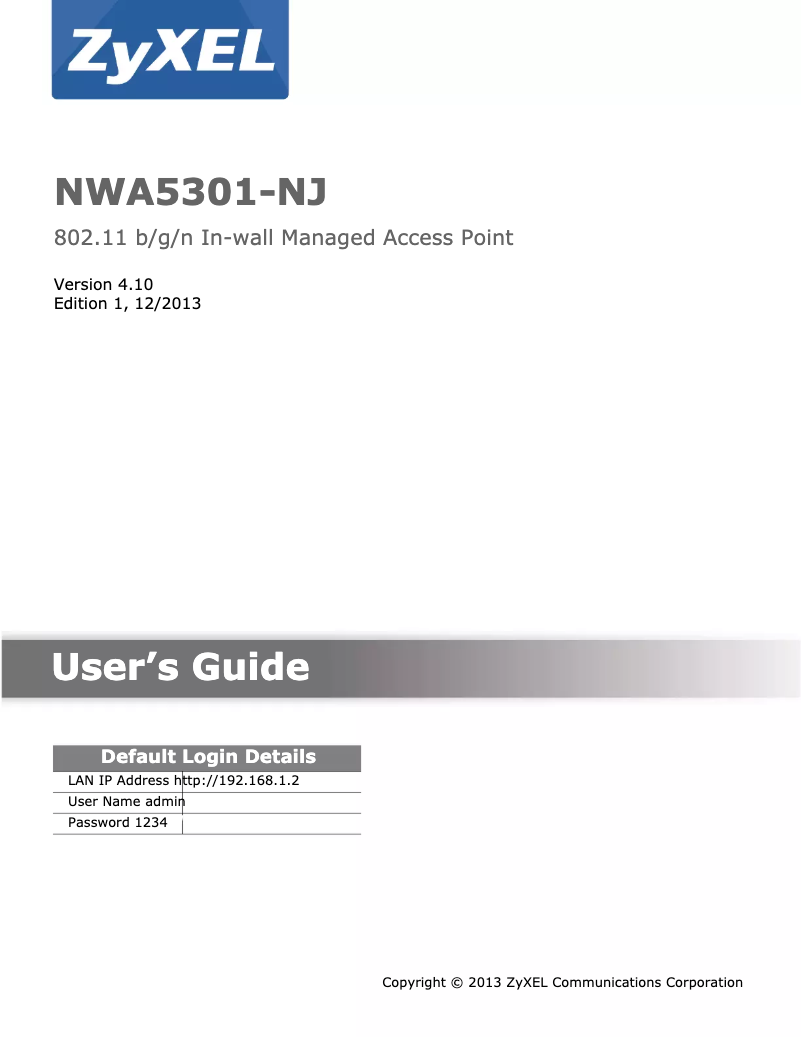 Página 1 del manual Manual de usuario ZyXEL NWA5301-NJ