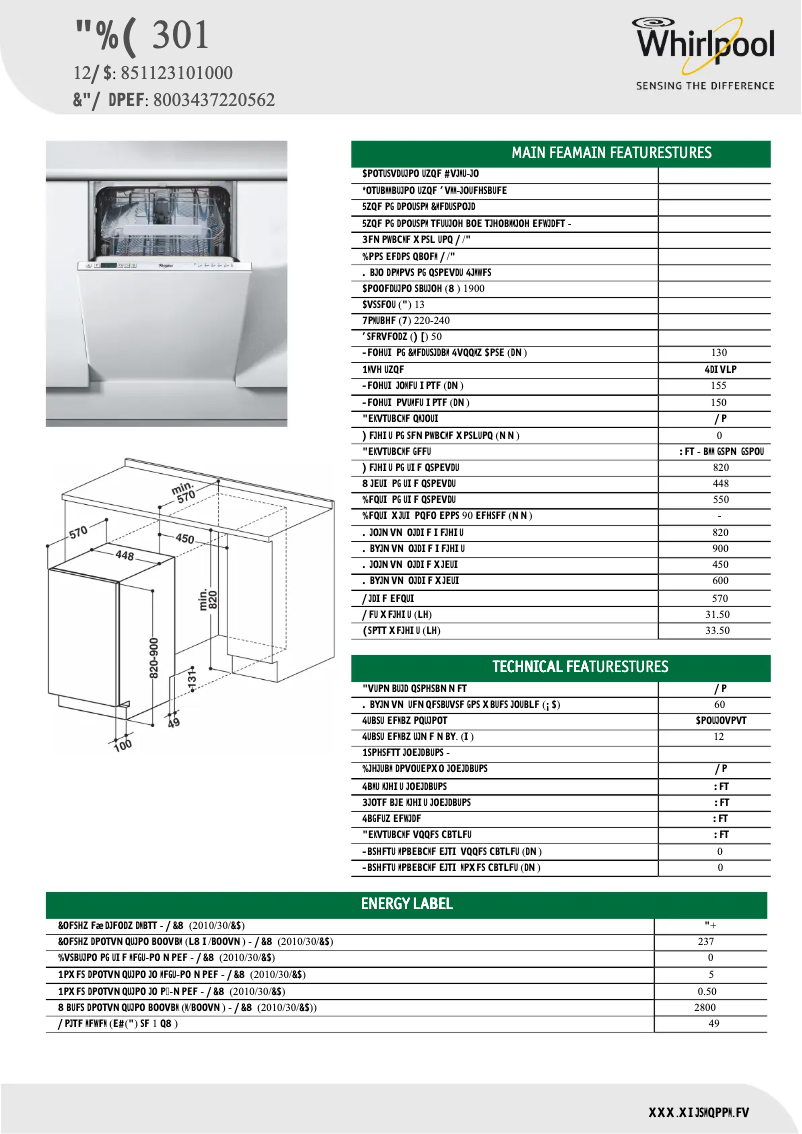 Page n°1 - Fiche technique Whirlpool ADG 301