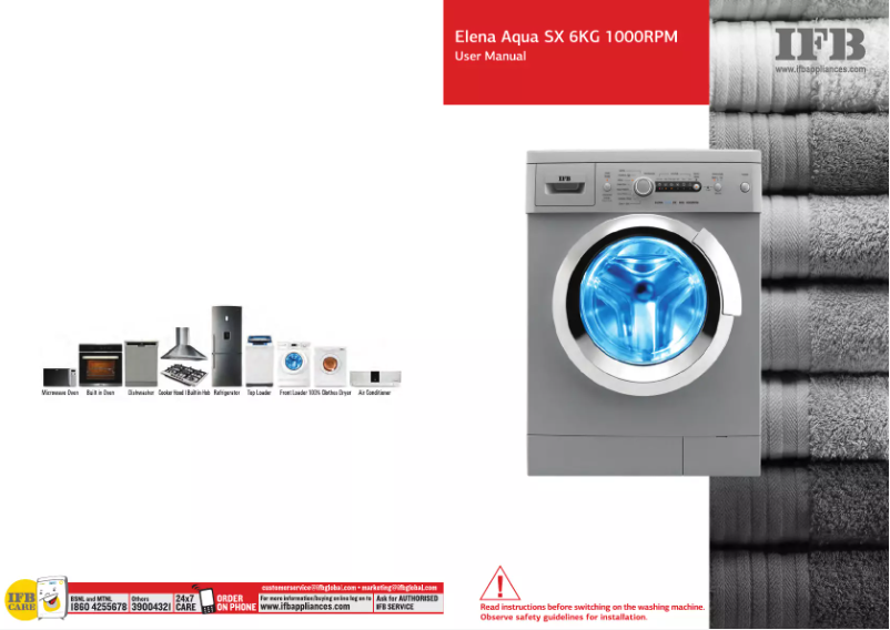 Page 1 de la notice Manuel utilisateur IFB Elena Aqua SX