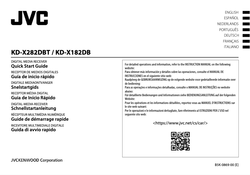 Page 1 de la notice Manuel utilisateur Kenwood KD-X282DBT