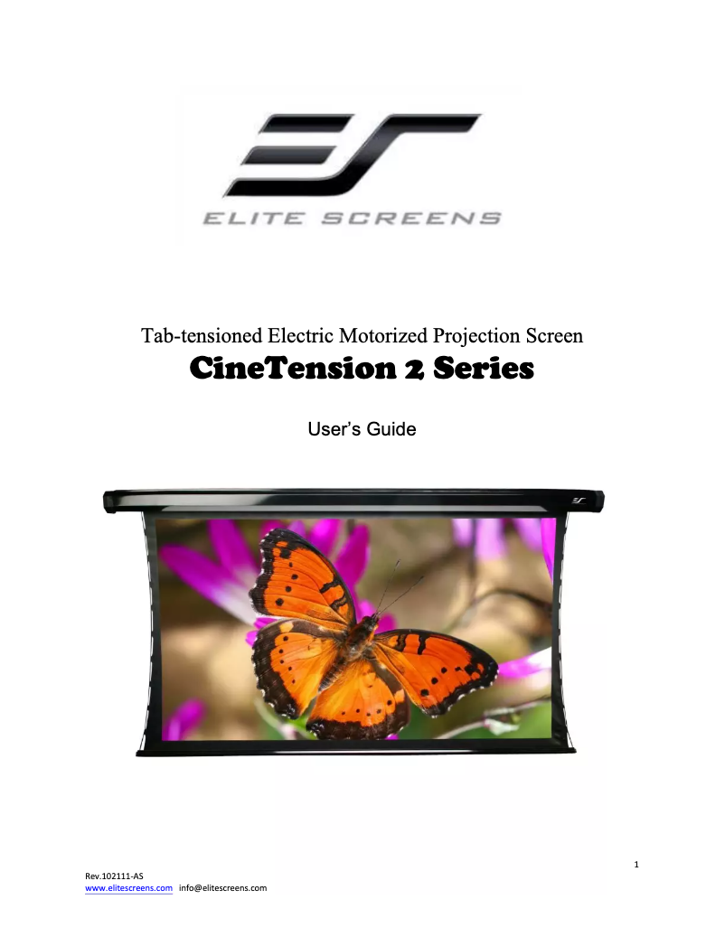 Page n°1 - Manuel utilisateur Elite Screens CineTension2 TE72VW2-A