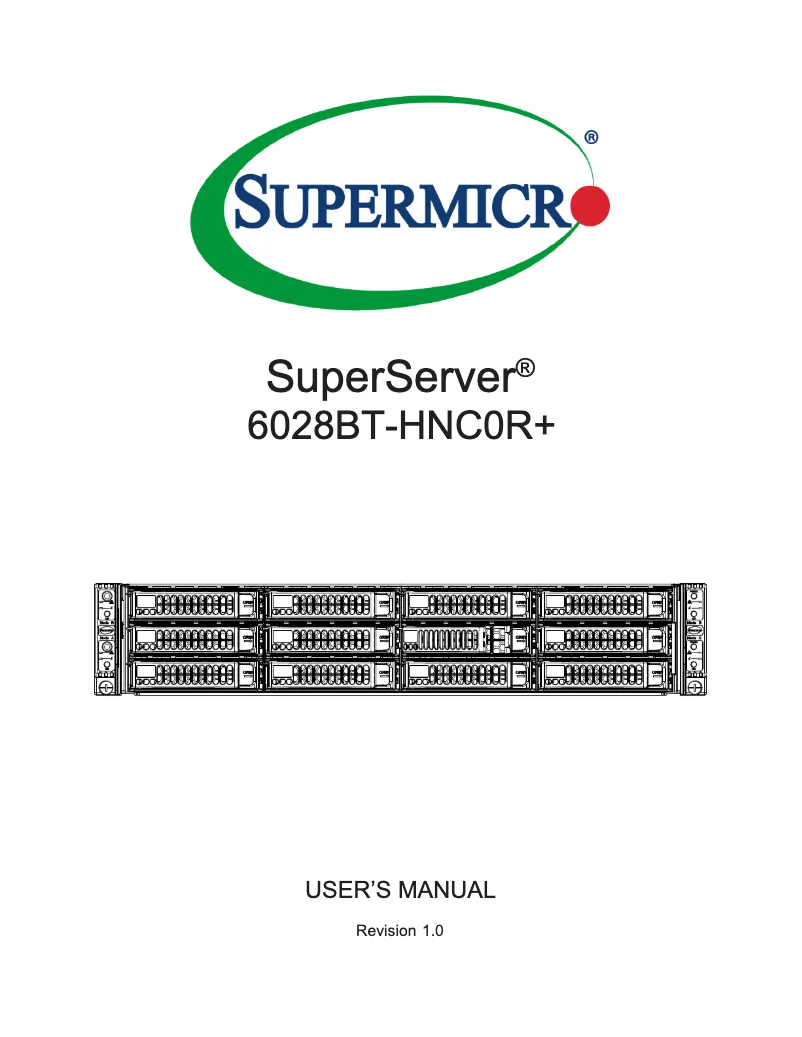 Page 1 de la notice Manuel utilisateur Supermicro SuperServer 6028BT-HNC0R+
