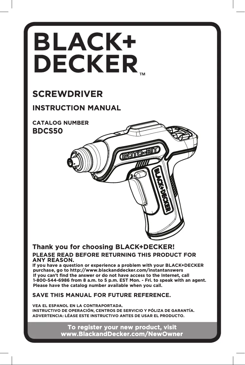 Página 1 del manual Manual de usuario Black & Decker BDCS50