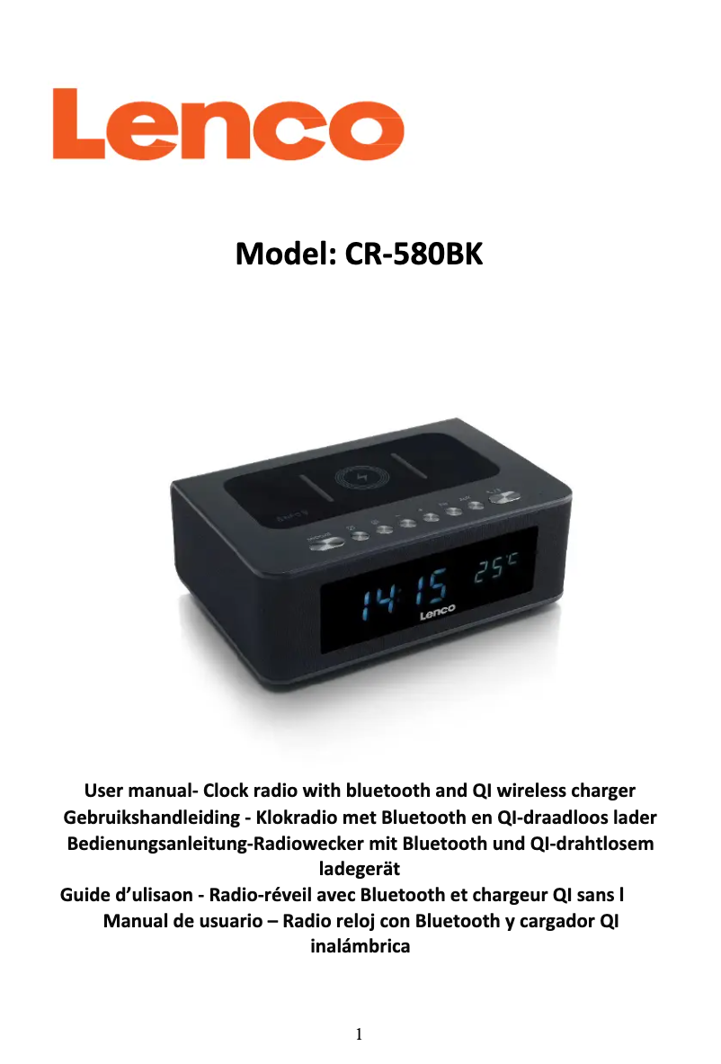 Imagen de la primera página del manual del dispositivo CR-580BK