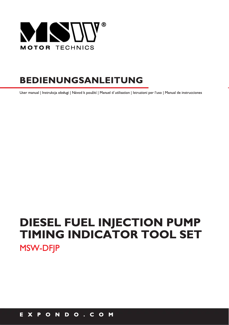 Page n°1 - Manuel utilisateur MSW MSW-DFJP