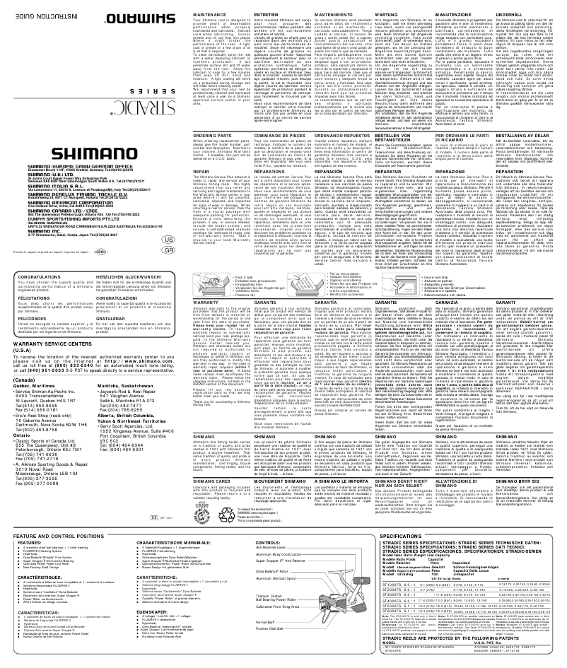 Page 1 de la notice Manuel utilisateur Shimano Stradic 4000FG