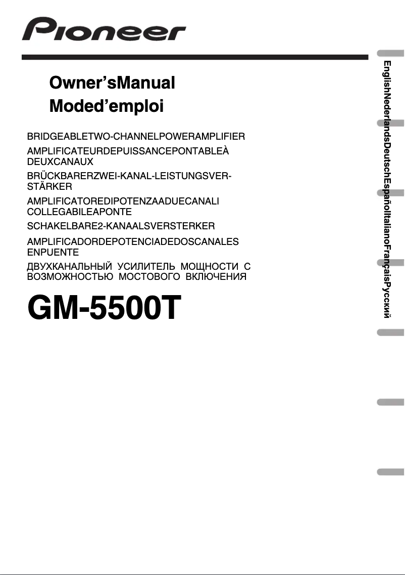 Page 1 de la notice Manuel utilisateur Pioneer GM-5500T
