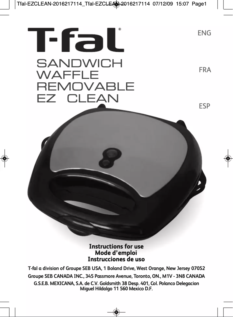 Imagen de la primera página del manual del dispositivo Sandwichera Easy Clean