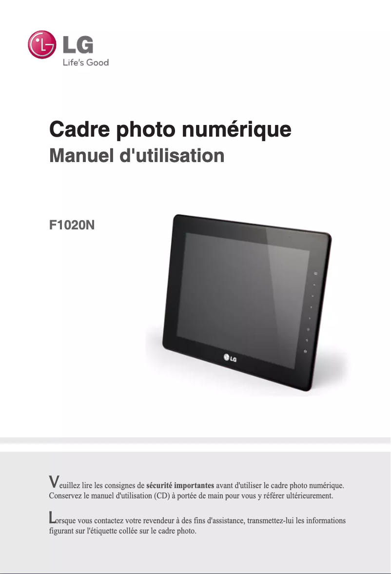 Image de la première page du manuel de l'appareil F1020N-PN