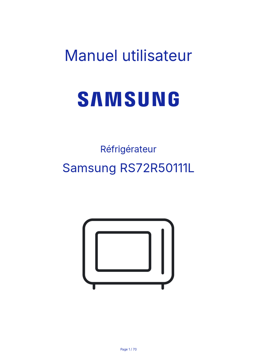 Page n°1 - Manuel utilisateur Samsung RS72R50111L