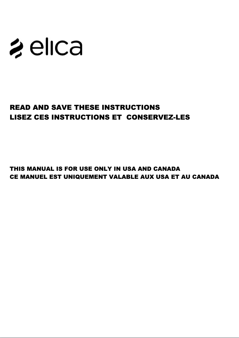 Page 1 de la notice Guide d'installation Elica Easy EES320WT