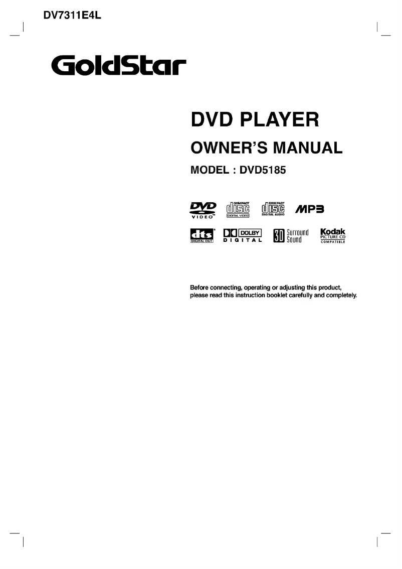 Page n°1 - Manuel utilisateur Goldstar DVD5185