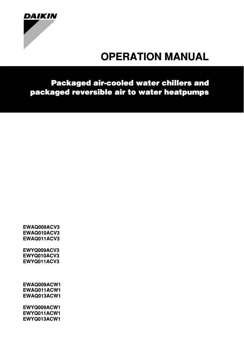 Page 1 de la notice Manuel utilisateur Daikin EWYQ013ACW1