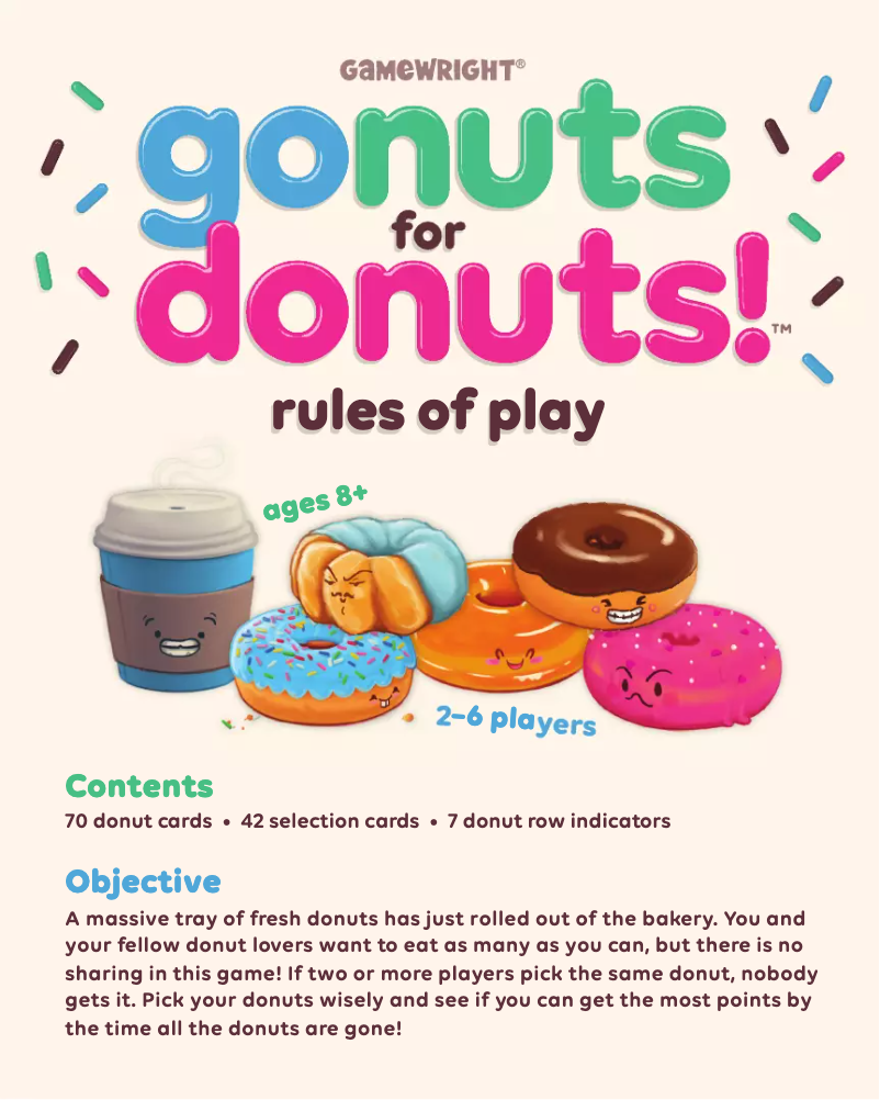 Page n°1 - Manuel utilisateur Gamewright Go Nuts For Donuts!