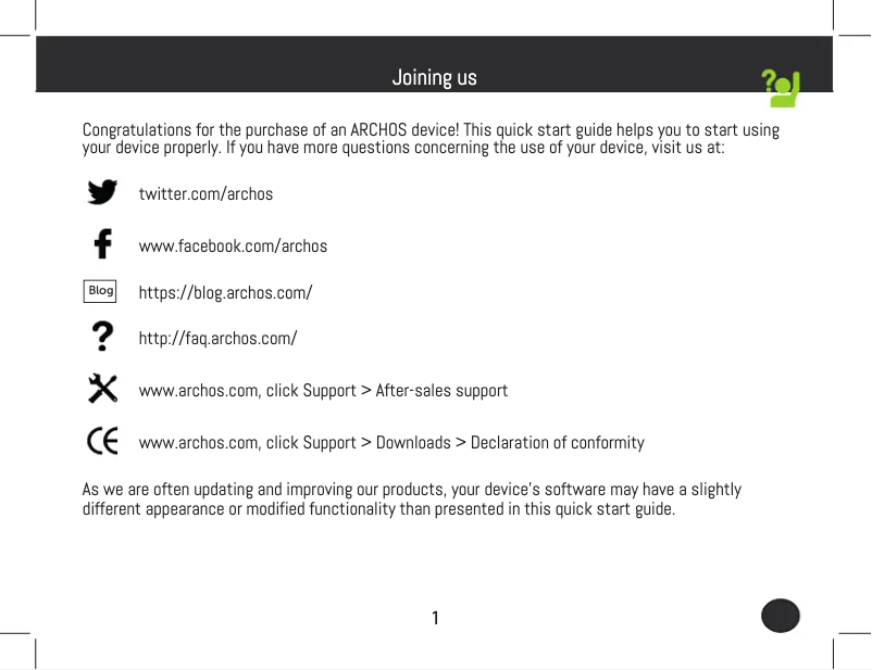 Page 1 de la notice Manuel utilisateur Archos 40 Neon