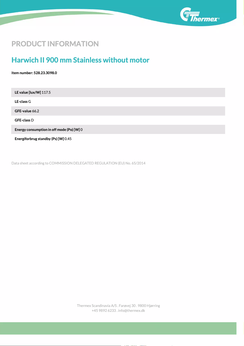 Page n°1 - Fiche technique Thermex Harwich II