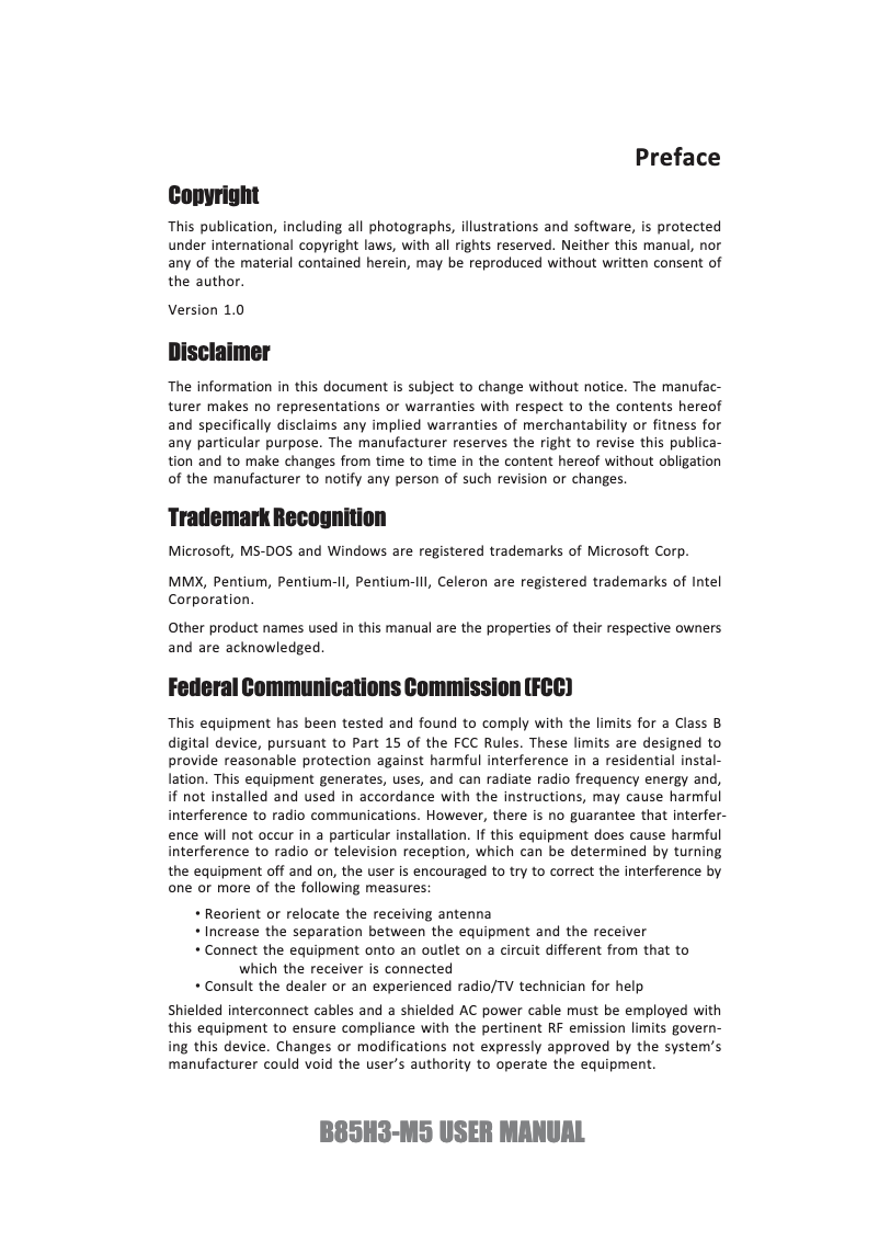 Page n°1 - Manuel utilisateur ECS B85H3-M5