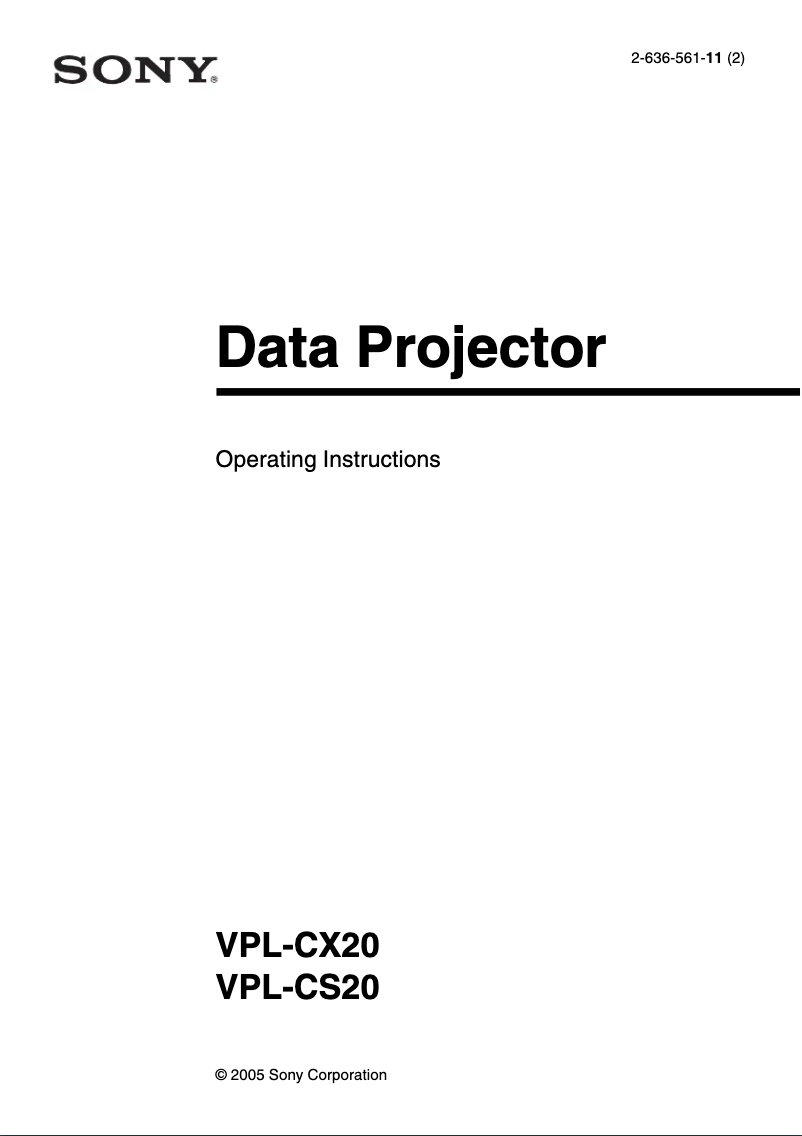 Page 1 de la notice Manuel utilisateur Sony VPL-CS20