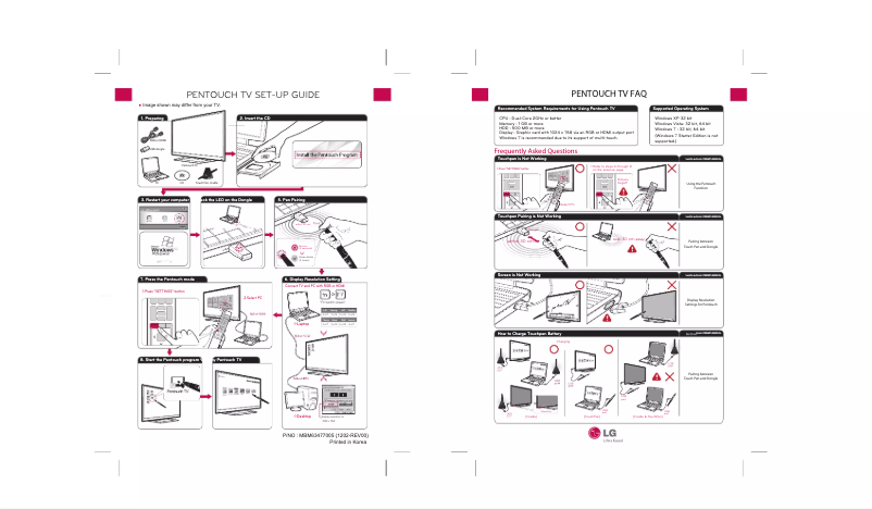 Page 1 de la notice Guide d'installation LG 42PA4900